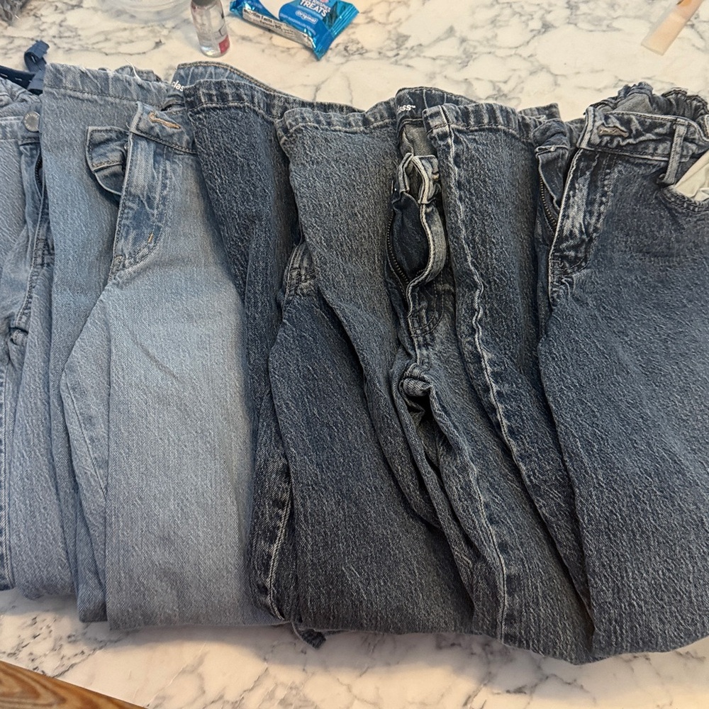 6 pair girls Art Class 14 adjustable waist Blue Cargo Jeans wide leg